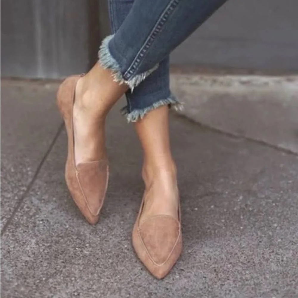 Lulu's - Emmy Suede Pointed Loafers - Camel - Size 8